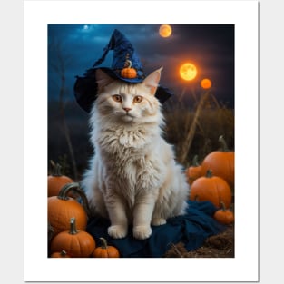 Sleek orange angora witch cat Posters and Art